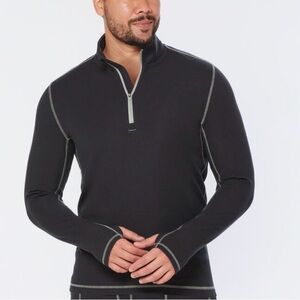 Duluth Trading Company Wickerino Black Merino Wool Blend 1/4 Zip Base Layer XL